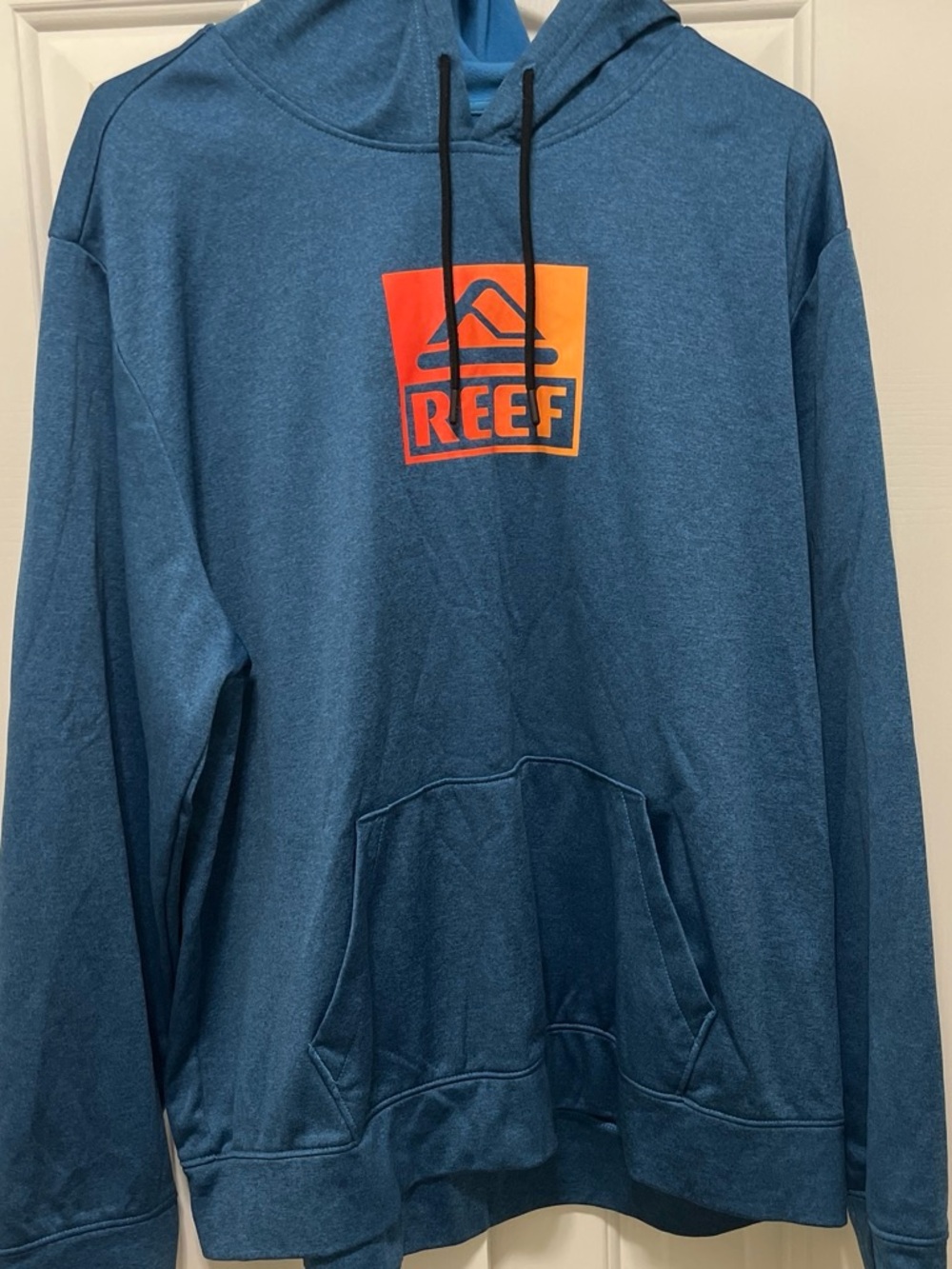Reef Men's Teal Crewneck Hoodie with Orange Logo